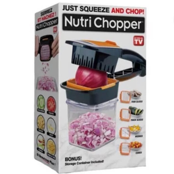Nutri Chopper With Storage Container as Seen on TV Squeeze & CHOP Slices Cubes - Picture 1 of 2